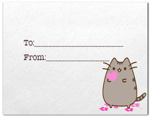 Cute Pusheen kitty cat girls digital printable valentine's day cards for school classroom