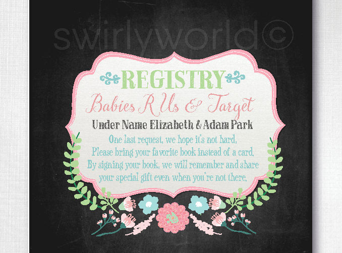 Printed Vintage Baby Shower Invitations, Vintage Floral Baby Shower Party, Vintage Chalkboard Baby Shower Invites, DI4556 Baby Shower DI4568