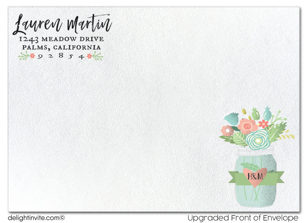 Vintage Floral Mason Jar Save the Date Cards, Whimsical Shabby Chic Save the Date theme, Vintage Floral Wedding Save the Date Ideas