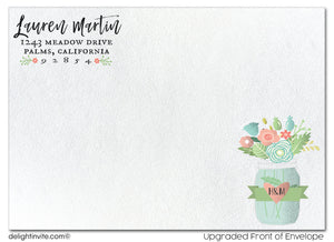 Vintage Floral Mason Jar Save the Date Cards, Whimsical Shabby Chic Save the Date theme, Vintage Floral Wedding Save the Date Ideas