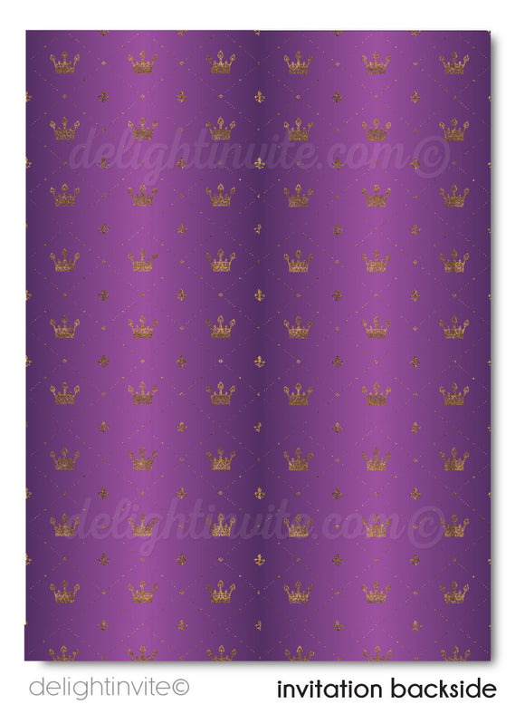Formal Traditional Purple and Gold Royal Wedding Save the Date Card Digital Download