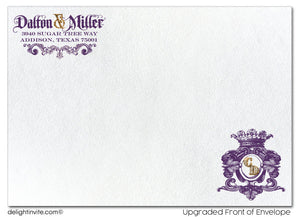 Purple and Gold Royal Wedding Save the Date Cards, Formal Traditional Save the Date theme, Vintage Royal Wedding Save the Date Ideas