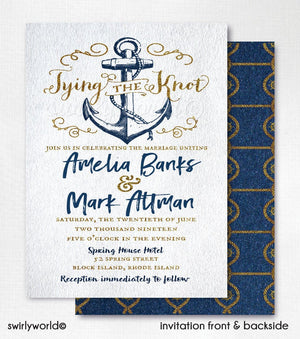 Nautical Wedding Invitations – Rustic Sailboat Save the Date Cards with Anchor Design