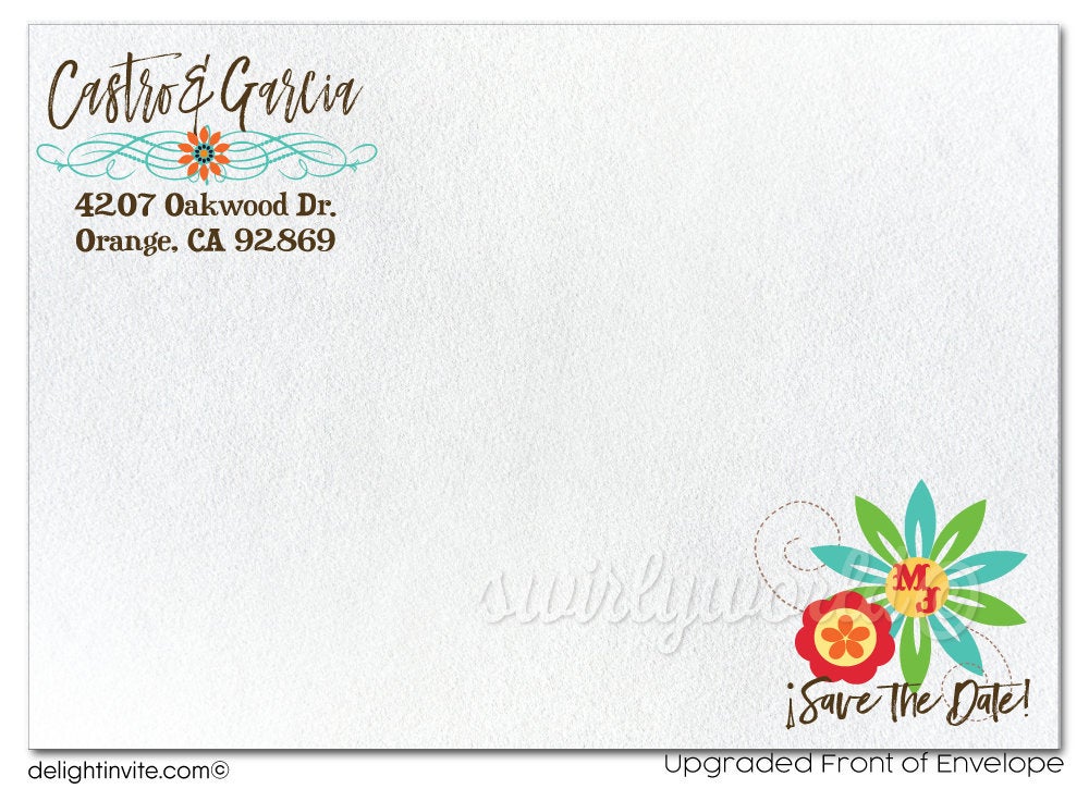 Mexican Fiesta Papel Picado Paper Flags Save the Date Cards Digital Download 