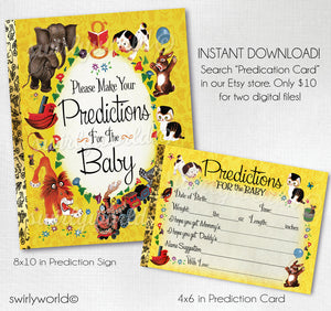 Goldenbook Baby Prediction Digital 8x10 Sign + 4x6 Cards for Baby Shower