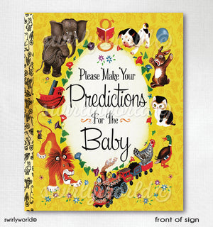 Goldenbook Baby Prediction Digital 8x10 Sign + 4x6 Cards for Baby Shower