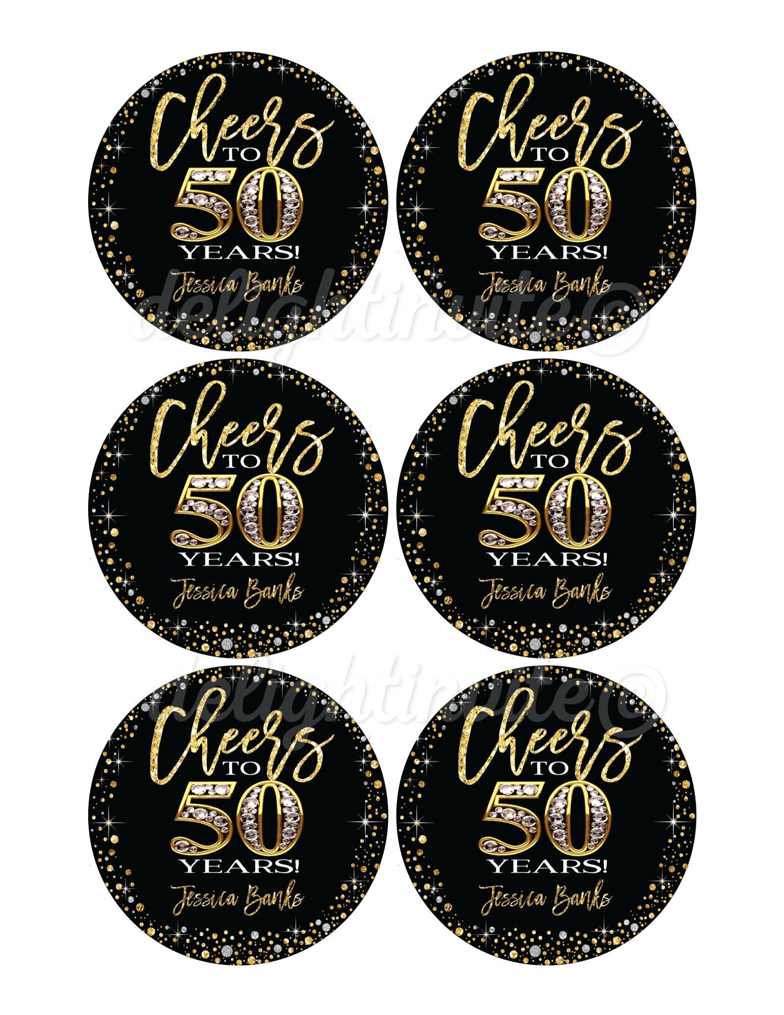 Fifty and Fabulous Birthday Bundle Set! Digital Gold and Black 50th Birthday Party Invitation Set. 50 and Fabulous Digital Pack. CORJL