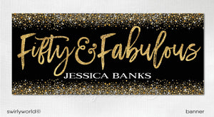 Fifty and Fabulous Birthday Bundle Set! Digital Gold and Black 50th Birthday Party Invitation Set. 50 and Fabulous Digital Pack. CORJL