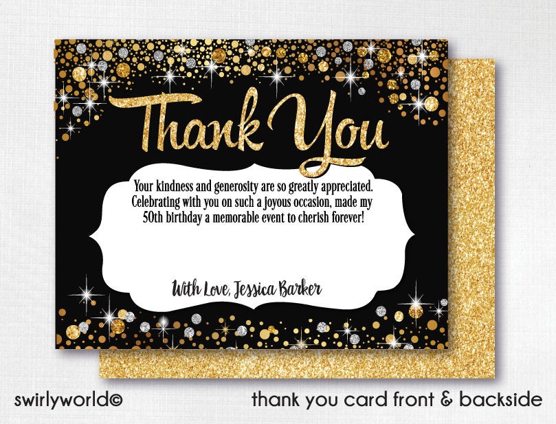 Fifty and Fabulous Birthday Bundle Set! Digital Gold and Black 50th Birthday Party Invitation Set. 50 and Fabulous Digital Pack. CORJL