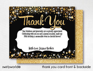 Fifty and Fabulous Birthday Bundle Set! Digital Gold and Black 50th Birthday Party Invitation Set. 50 and Fabulous Digital Pack. CORJL