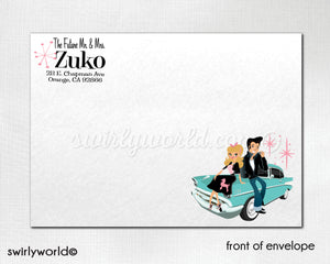 DIGITAL 1950s Retro Rockabilly Wedding Invitations and RSVP cards. Fifties Vintage Wedding. Grease Pink Ladies Wedding Theme. Rockabilly