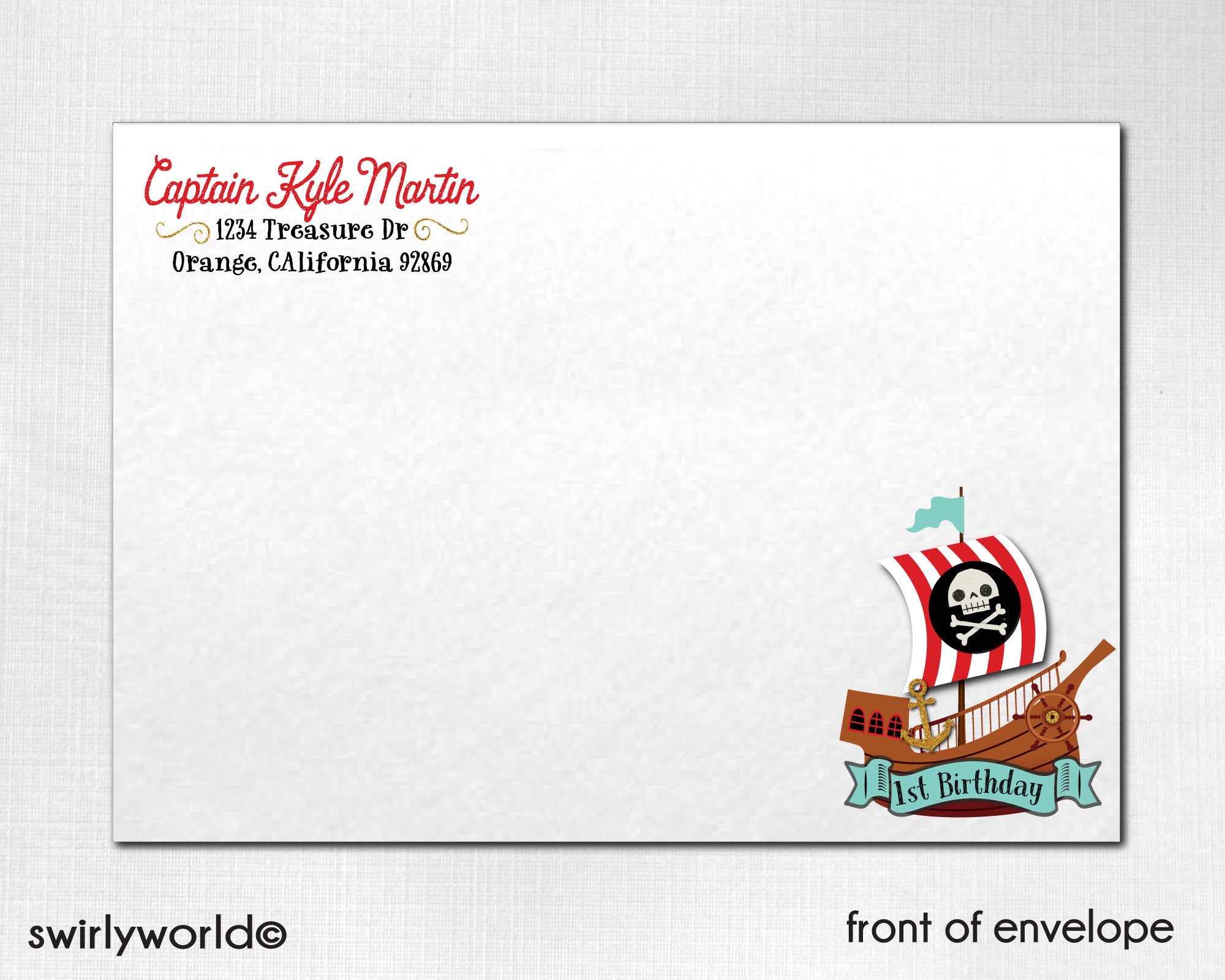 Pirate Baby Birthday Invitations for Boys, Boy Pirate Theme Birthday Invites, Pirate Party Design, Pirate Party for Boys, Baby Pirate