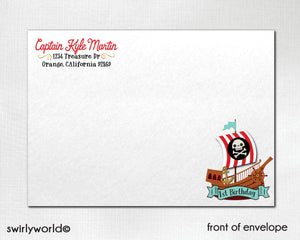Pirate Baby Birthday Invitations for Boys, Boy Pirate Theme Birthday Invites, Pirate Party Design, Pirate Party for Boys, Baby Pirate