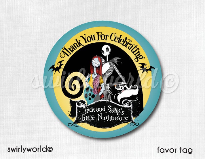 Digital Nightmare Before Christmas Halloween Baby Shower Bundle Set. Invitations, Thank You&#39;s, Favor Tags, Diaper Raffle, Banner, & More!