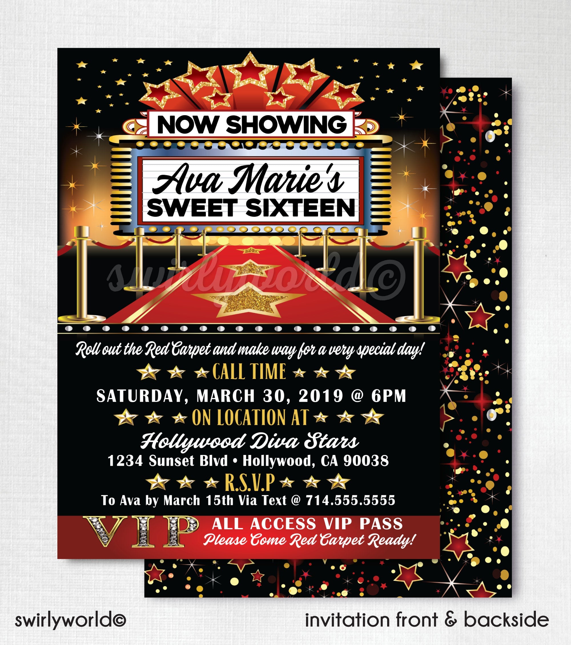 Digital VIP Hollywood Red Carpet Birthday Bundle Pack! A Star is Born Movie Theme. Edit Yourself Immediately. Red Carpet Ready. Movie Star.