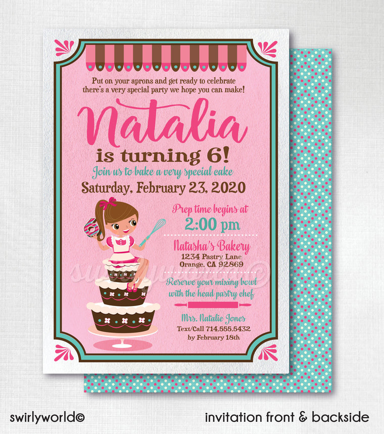 Little Chef Girl Baking Party Design. Cooking Pastry Chef for Girl's Birthday.