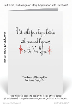 Retro 1950s Snowman Vintage Merry Christmas Holiday Cards