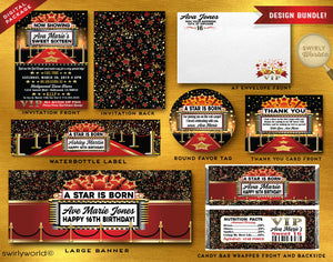 Digital VIP Hollywood Red Carpet Birthday Bundle Pack! A Star is Born Movie Theme. Edit Yourself Immediately. Red Carpet Ready. Movie Star.