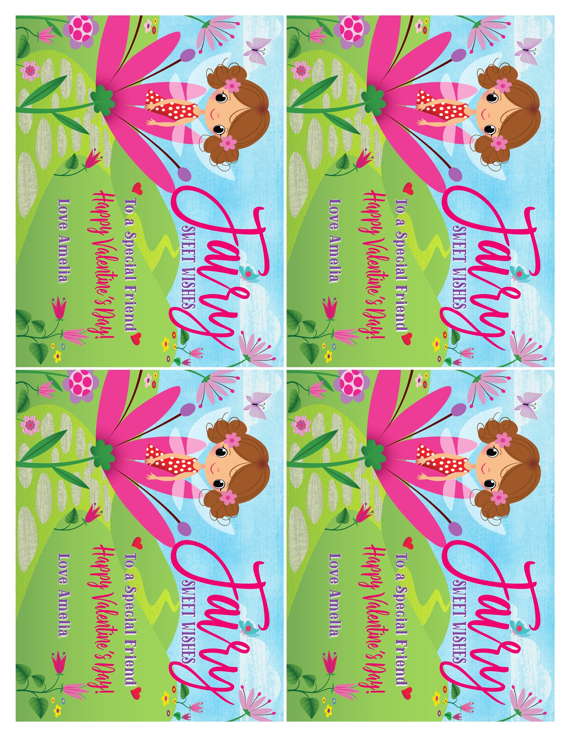 Fall in LOVE with this adorable Pixie Fairy Woodland theme digital printable download girls Valentine's Day cards for school classroom.