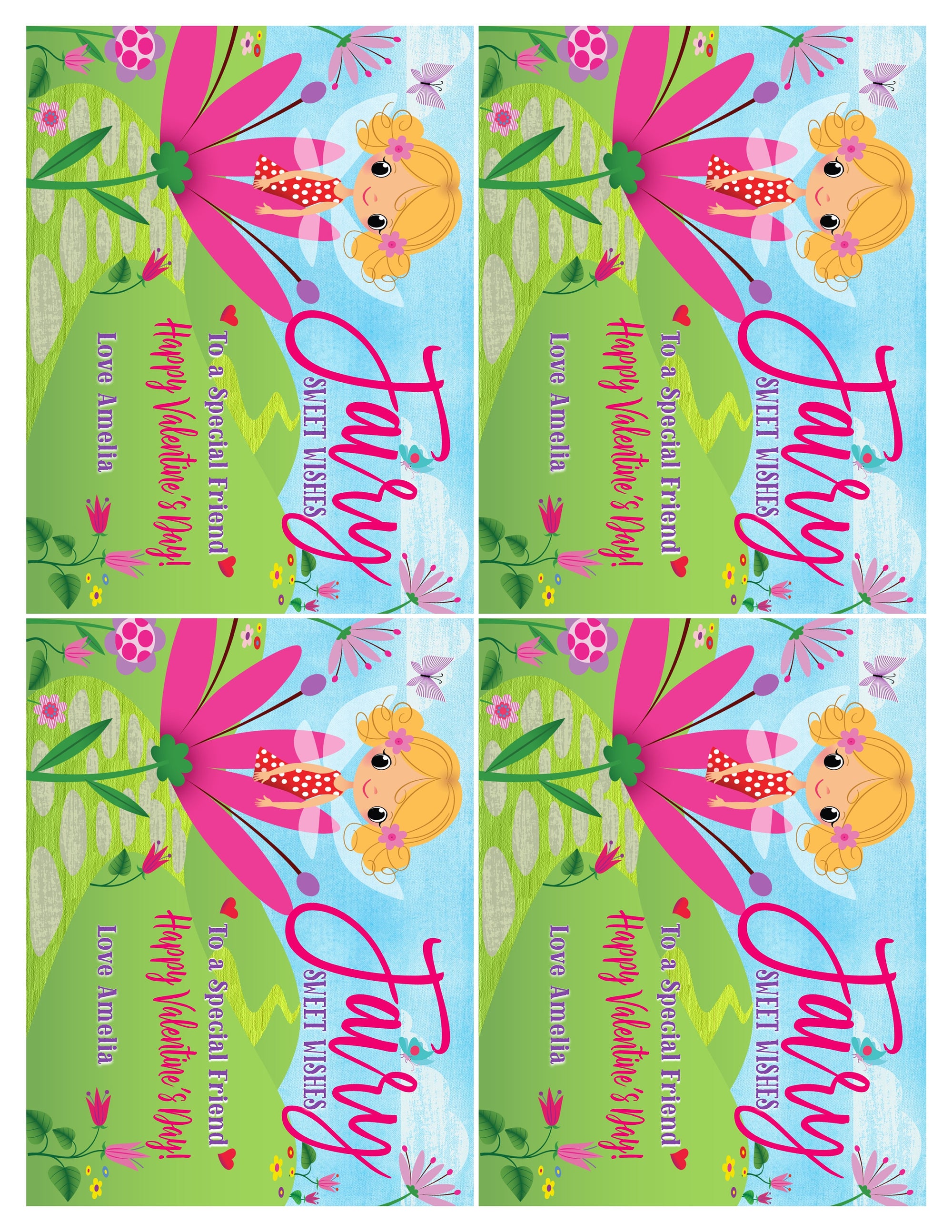 Fall in LOVE with this adorable Pixie Fairy Woodland theme digital printable download girls Valentine's Day cards for school classroom.