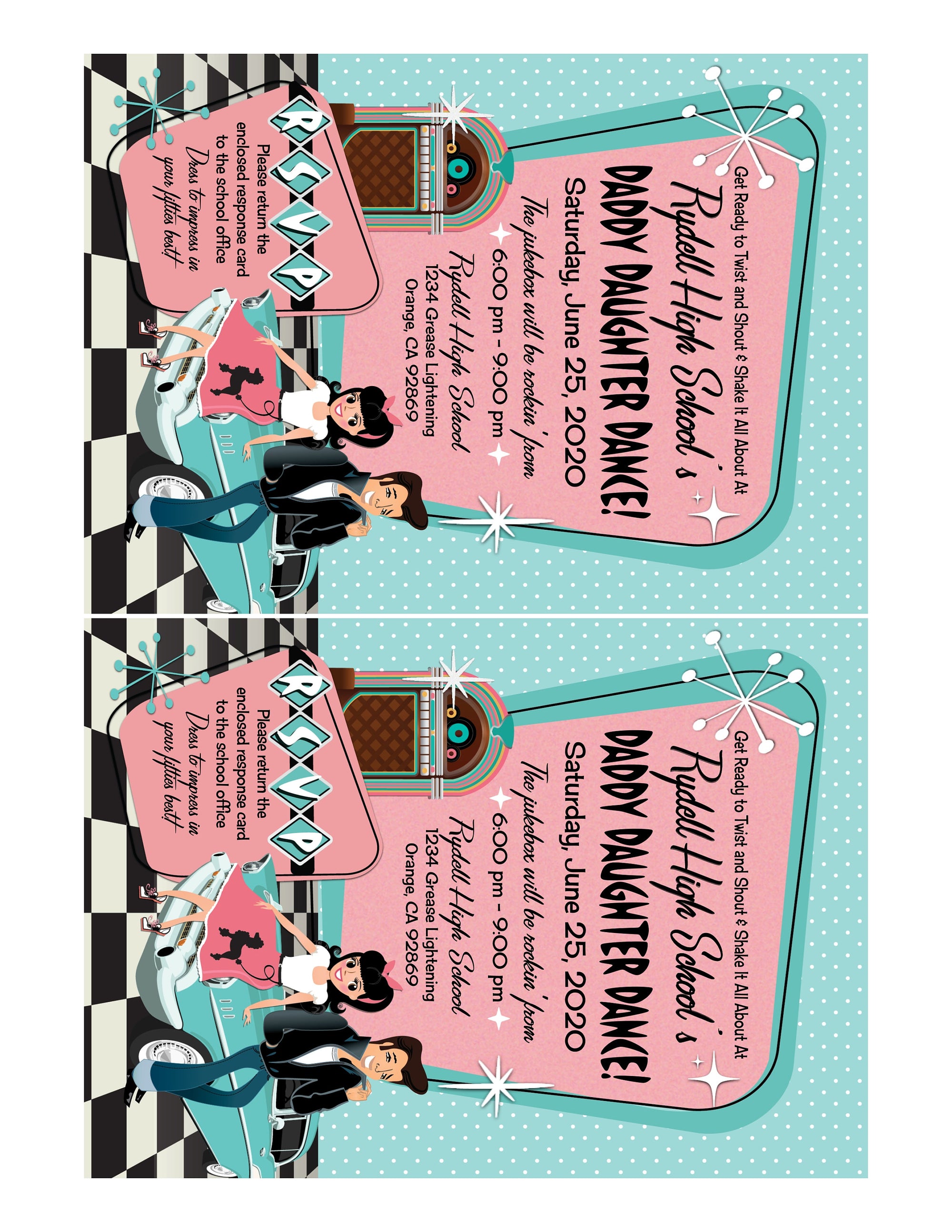 Retro Poodle Skirt 1950s Sock Hop Banner – Father Daughter Dance Pink Ladies Party