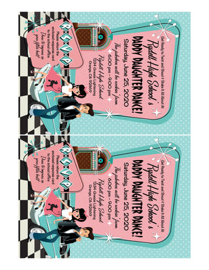 Retro Poodle Skirt 1950s Sock Hop Banner – Father Daughter Dance Pink Ladies Party