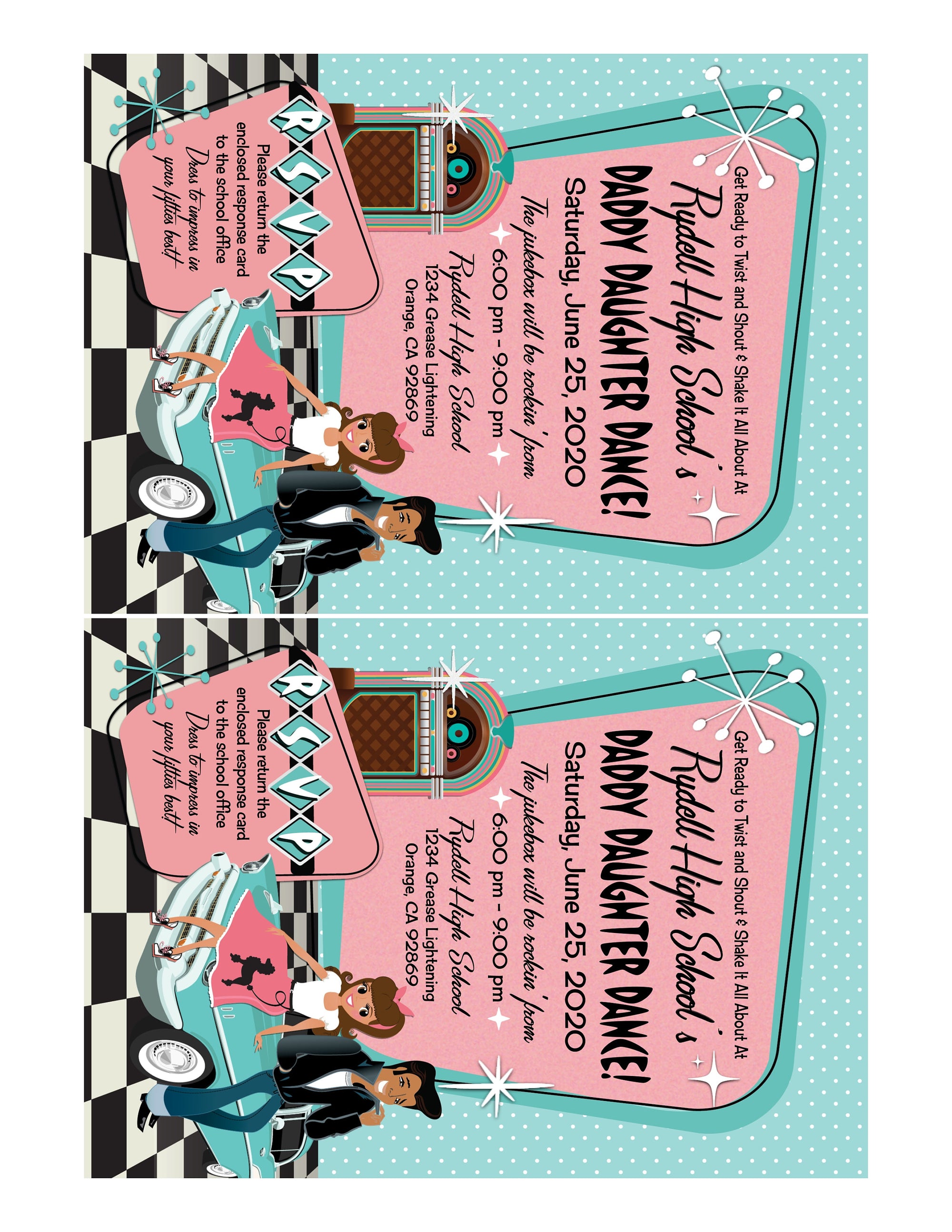 Retro Poodle Skirt 1950s Sock Hop Banner – Father Daughter Dance Pink Ladies Party