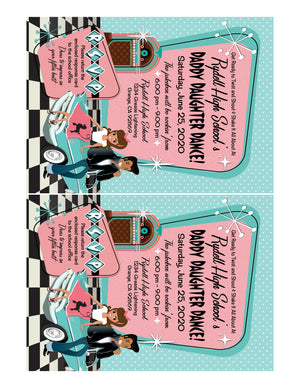 Retro Poodle Skirt 1950s Sock Hop Banner – Father Daughter Dance Pink Ladies Party