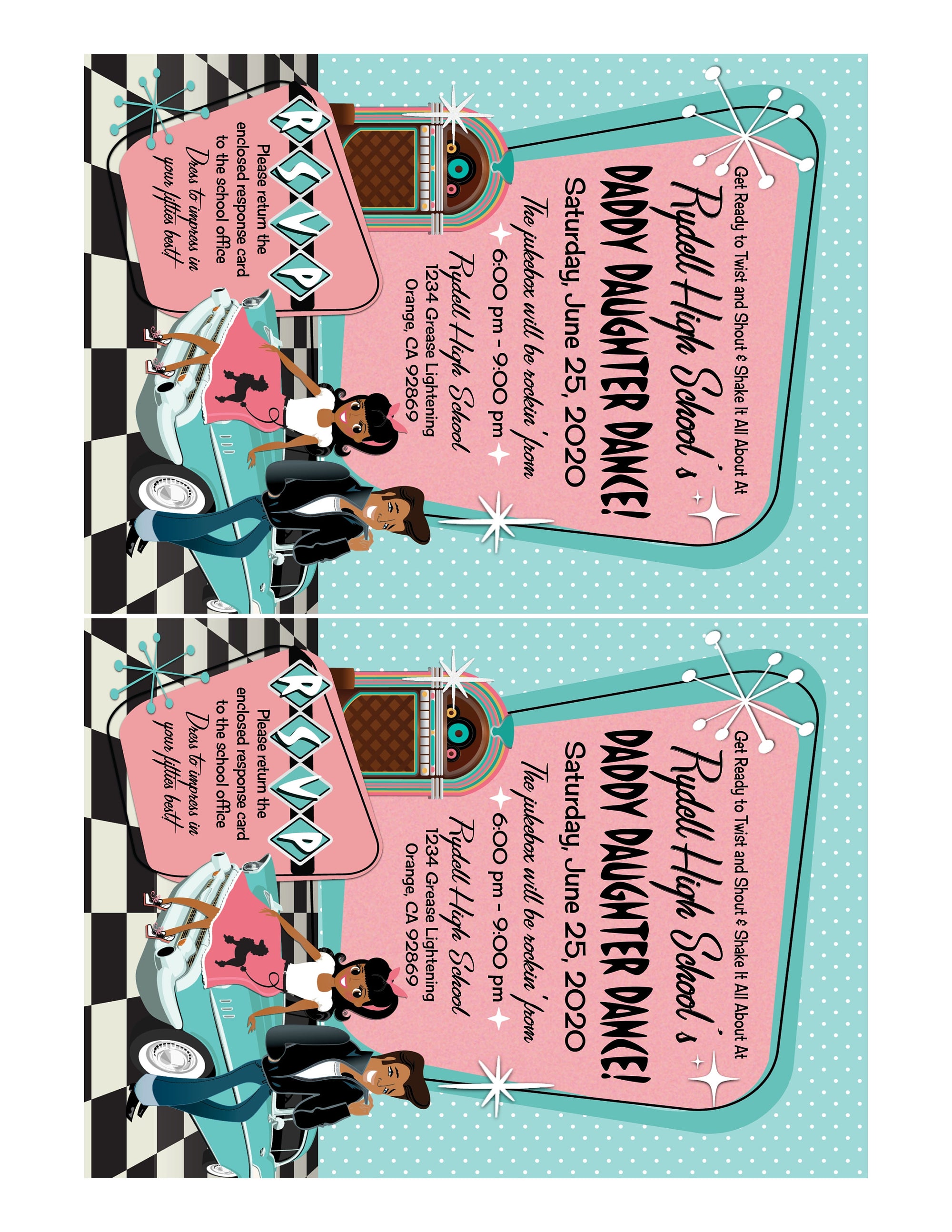 Retro Poodle Skirt 1950s Sock Hop Banner – Father Daughter Dance Pink Ladies Party