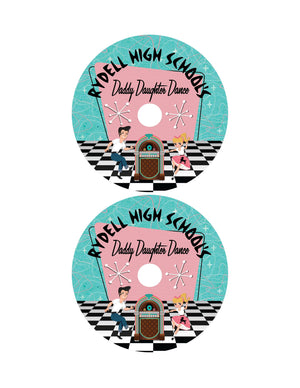 Shake, Rattle, and Roll in style at your next Father Daughter dance with these 1950s-inspired retro digital vinyl record labels. Featuring mid-century modern atomic starbursts and boomerang shapes with iconic pink and aqua blue colors, this Pink Ladies Grease party theme design will transport you and your guests back to the era of swing dancing, jukeboxes, and record hops spinning old time rock 'n' roll!