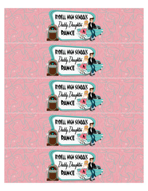 1950s Retro Sock Hop Jukebox Pink Ladies Father Daughter Dance Party Water Labels