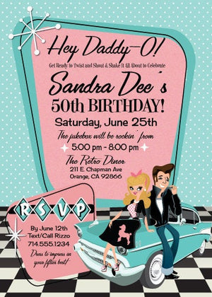 Digital 1950&#39;s Grease Pink Ladies Retro Sock Hop Poodle Skirt Fifties Party Bundle Pack. Retro Rockabilly Pink and Aqua Blue 1950&#39;s Party!