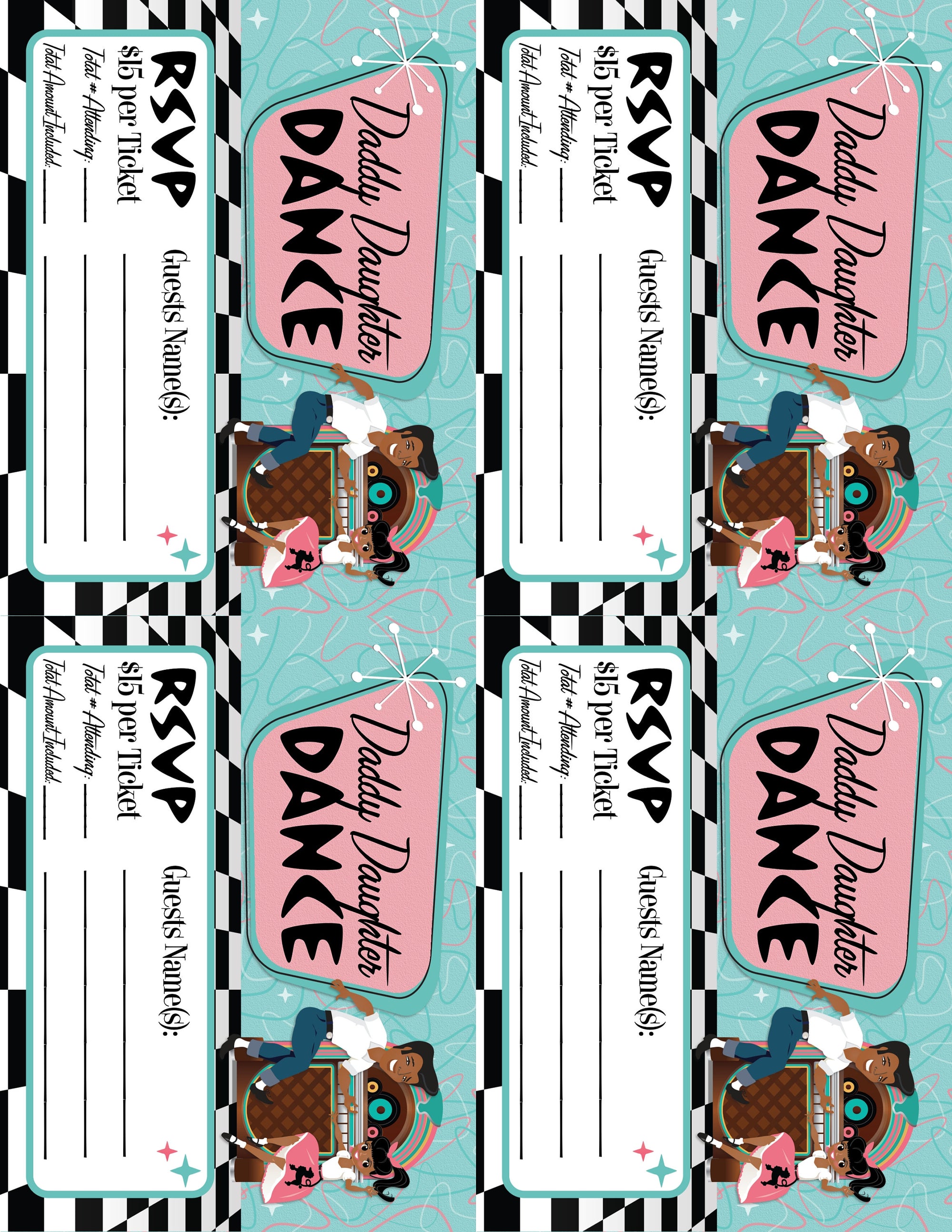 Retro Poodle Skirt 1950s Sock Hop Banner – Father Daughter Dance Pink Ladies Party