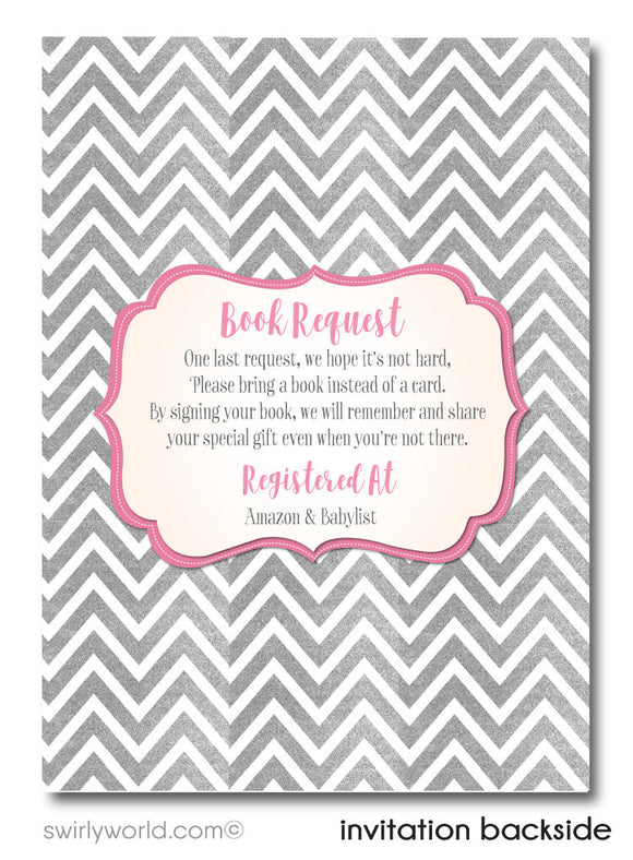 Pink and Silver "It's a Girl" Unique Baby Shower Digital Invite & Thank You Card Download Bundle