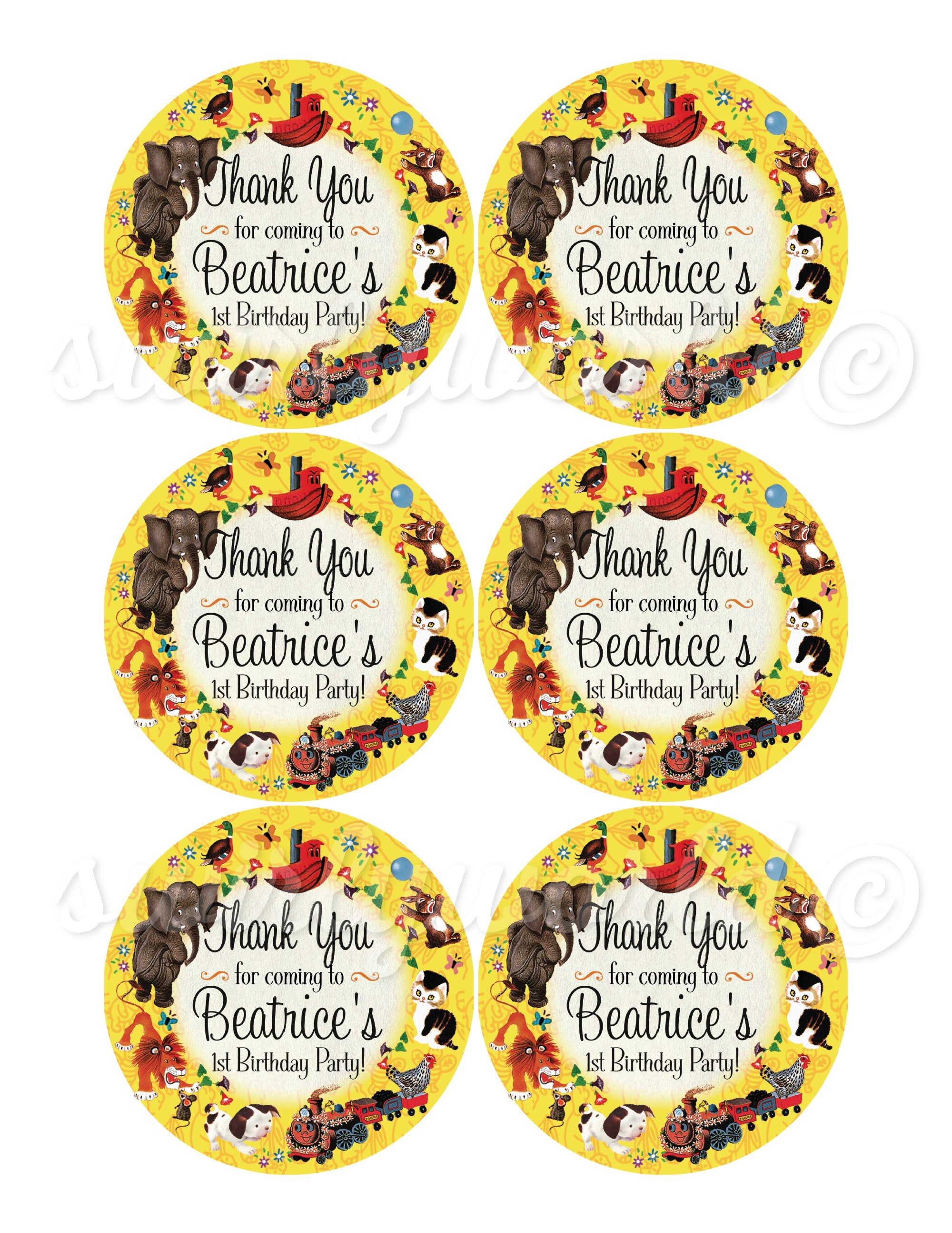 Digital Little Golden Book 1st Birthday Design Bundle. Little Golden Book Invites, Thank You, Banner, Water Labels, Bookmarks, Favors, etc.