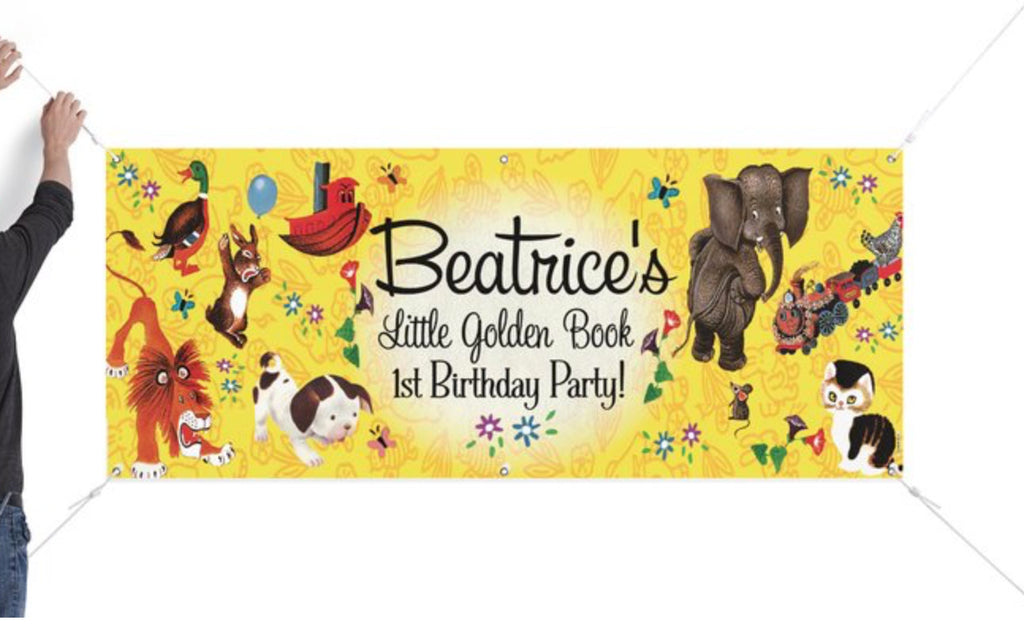 Digital Little Golden Book 1st Birthday Design Bundle. Little Golden Book Invites, Thank You, Banner, Water Labels, Bookmarks, Favors, etc.