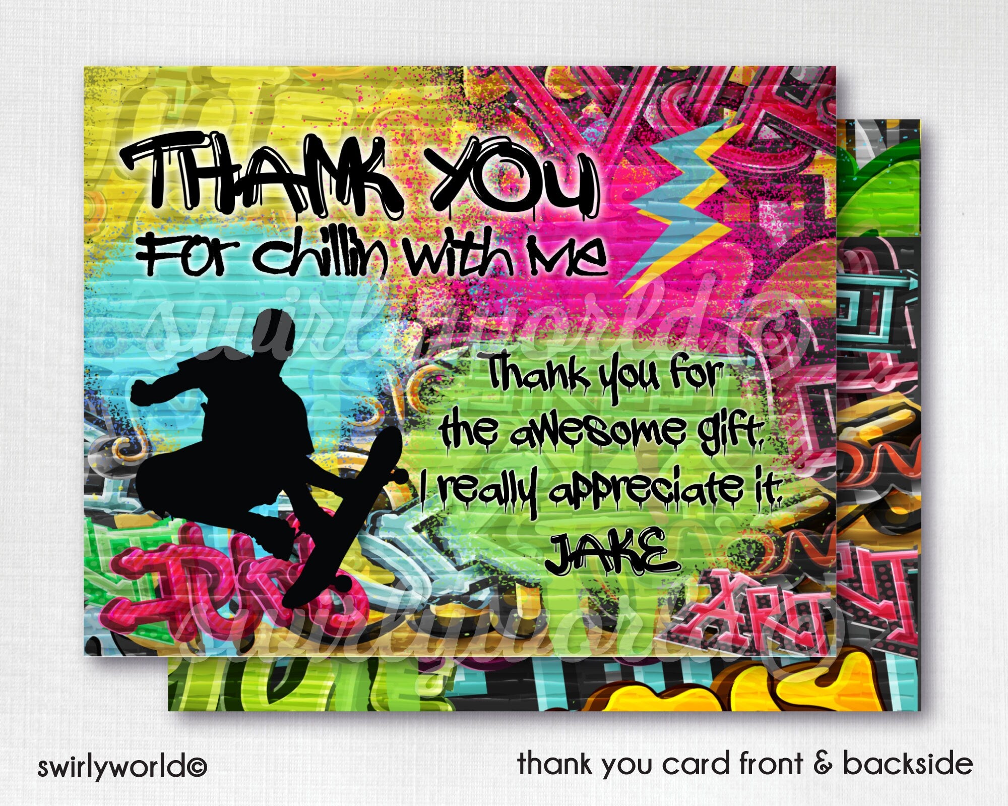 Skate Boarding Skater Graffiti Birthday. Old School graffiti wall Invitations. Skate board birthday party for boys. Graffiti theme party.