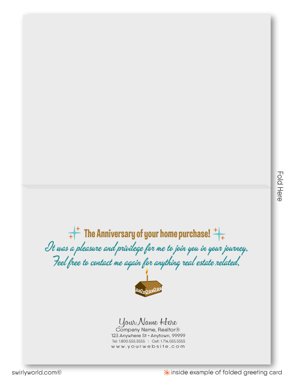 Retro Modern Cute Hostess Cupcake Happy House Anniversary Cards for Realtors®