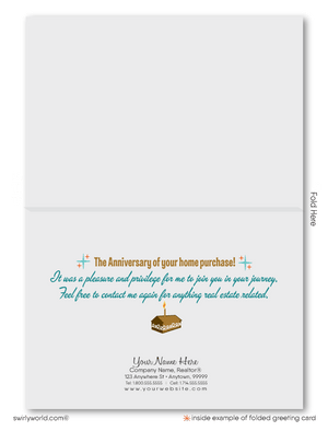 Retro Modern Cute Hostess Cupcake Happy House Anniversary Cards for Realtors®
