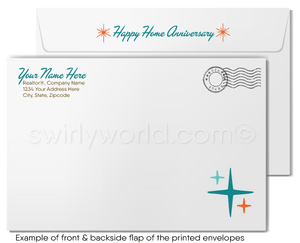 Retro Modern Cute Hostess Cupcake Happy House Anniversary Cards for Realtors®