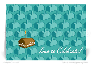 Retro Modern Cute Hostess Cupcake Happy House Anniversary Cards for Realtors®