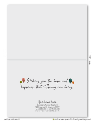 Spring Greeting Card – Storybook Cottages with Blooming Gardens & Vintage Charm