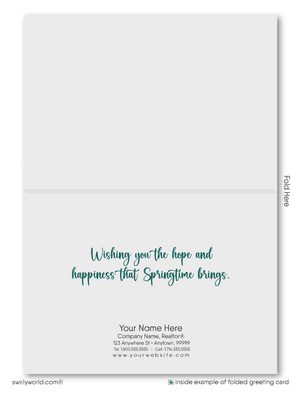 Spring Greeting Card – Vintage Cottage Garden with Custom Realtor Branding