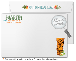 Retro Mid-Century Modern 1960s Hawaiian Tiki Luau Party Invite Digital Download