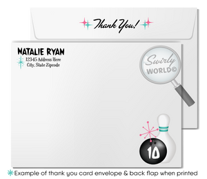 1950s Mid-Century Modern Retro Pink & Aqua Bowling Party Invitation Digital Download