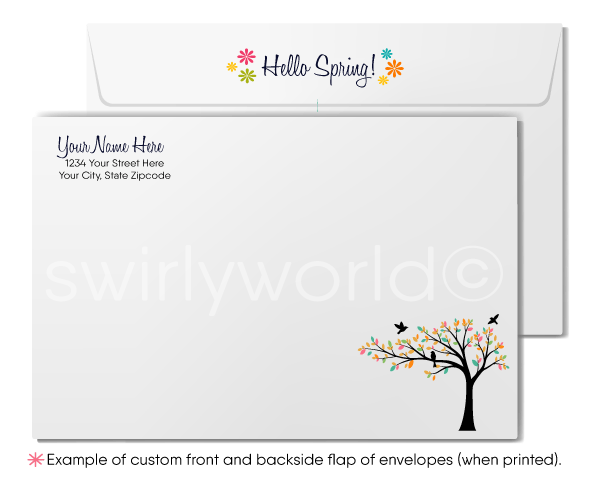 Spring Greeting Card – Vintage Row Houses with Blooming Gardens & Custom Branding