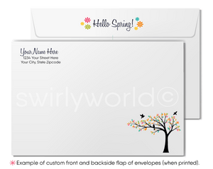 Spring Greeting Card – Vintage Row Houses with Blooming Gardens & Custom Branding