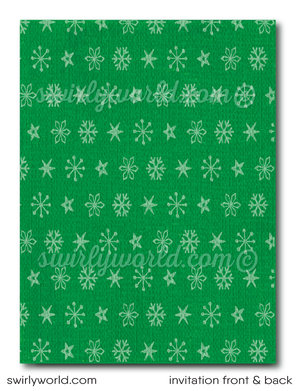 Retro Modern Santa Claus Whimsical Christmas Holiday Party Printed Invitations