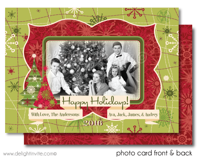 Retro Atomic Modern Christmas Holiday Family Collage Photo Cards Printed