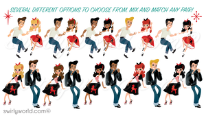 Step back to the 1950s with our Retro Rockabilly Bowling Birthday Party Invitation Set! 🎳✨ Featuring a stylish couple, poodle skirt, leather jacket, and 1957 Chevy car. Customize hair, skin, and eye colors. Includes printed invitations, thank you cards, and envelopes. Perfect for a nostalgic celebration!